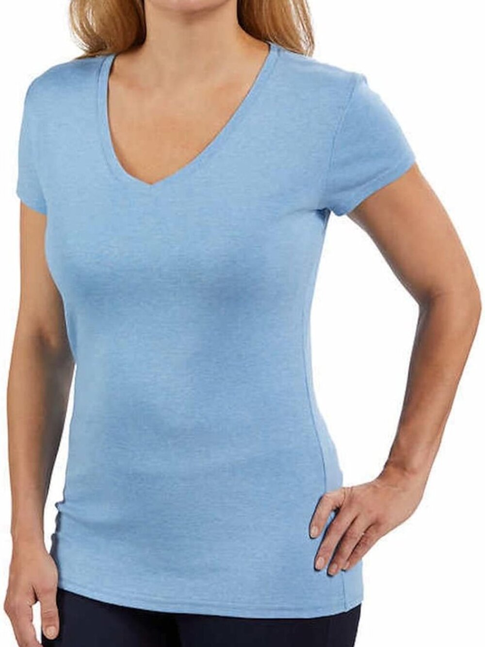 Kirkland Signature Womens V-Neck Short Sleeve Peruvian Pima Cotton T-Shirt
